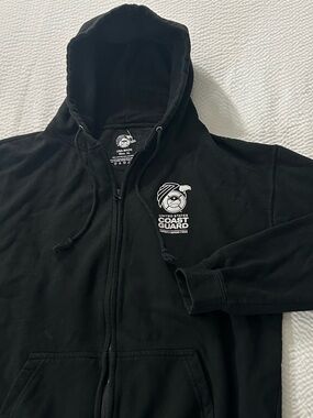 USCG Coast Guard hoodie octopus print on back black zip up men’s XL